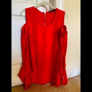 Red cold shoulder blouse
